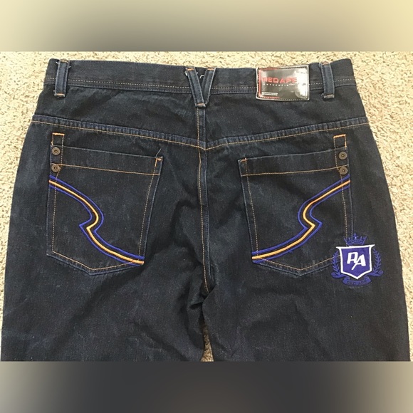 Red Ape Jeans Mens 38X33 Loose Fit Hip Hop Skater Grunge Blue Denim - Picture 10 of 13